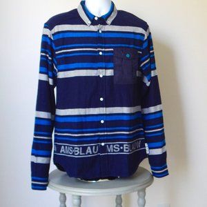 Scotch & Soda Amsterdams Blauw Button Front Wool Blend Flannel Shirt NWT